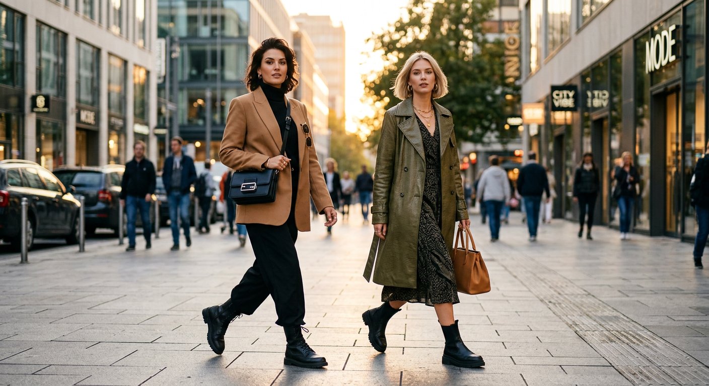 Fashion models on a city street
